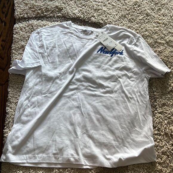 new zara PRINTED T-SHIRT WITH EMBROIDERY - Picture 5 of 6